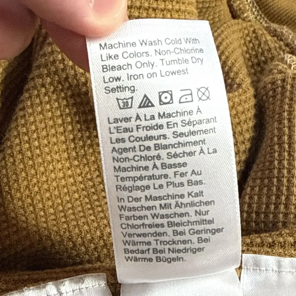 J. Crew Garment Dyed Waffle Lined French Terry Golden Yellow Hoodie Mens L *READ